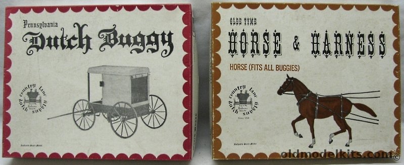 Country Lane Dutch Supply Pennsylvania Dutch (Amish) Buggy - and Olde Time Horse and Harness For Buggy - Both Kits, 1000-2008 plastic model kit